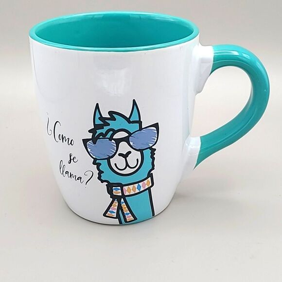 Housewares International Other - Tara Reed Designs - Como se llama, Teal & White Oversized Mug
